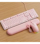 EWEADN GX710S Wired Light up Keyboard and Mouse Combo with Wrist Rest, Silent Computer Keyboard w...