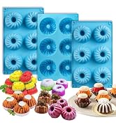 Palksky 3PCS 6-Cavity Mini Fluted Tube Pan Silicone Non-Stick Multi-Cavity small Cake Baking Pan,...