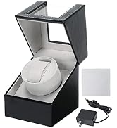 MAOPINER Single Automatic Watch Winder with Japanese Mabuchi Quiet Motor, Black Leather Watch Dis...