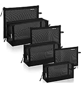 SUPACOOL Set of 6 Black Travel Mesh Cosmetic Makeup Organizer Portable Bags with Zipper diaper ba...