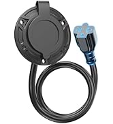 20A 125V AC Port Plug,12AWG Heavy-Duty RV Shore Power Inlet Plug with 5-in-1 T-Blade Adapter &amp; 16...