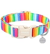 DOGWONG Cotton Dog Collar, Rainbow Dog Collar Durable Soft Natural Fabric Pet Dog Collar Cute LGB...