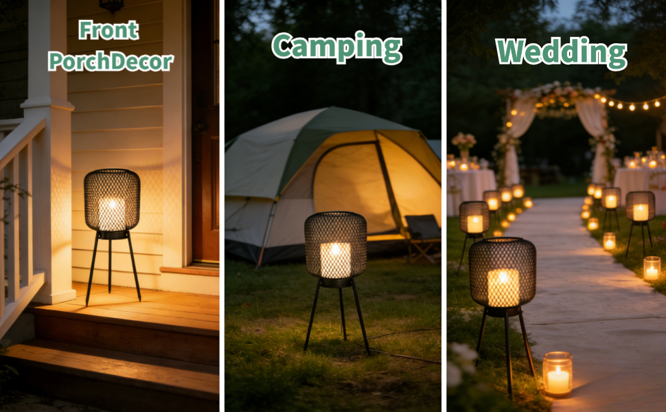 Solar Powered Outdoor Floor Lamp - Black Iron Mesh (Black Iron Mesh)