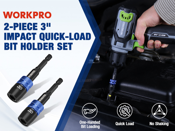 WORKPRO 2-pack 3" Impact Quick-Load Bit Holder Set