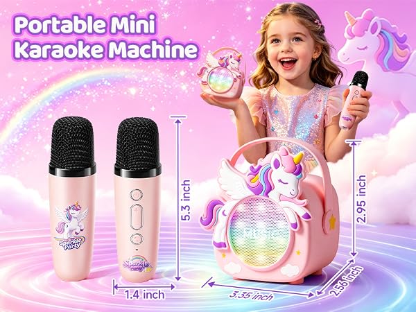 kids karaoke machine for kids microphone mini unicorn gifts for girls 4-6 gifts for 4 year old girl
