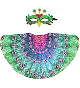 D.Q.Z Christmas Costumes-Bird-Wings for Kids Peacock Feathered Dress Up Cape with Mask Party Favors