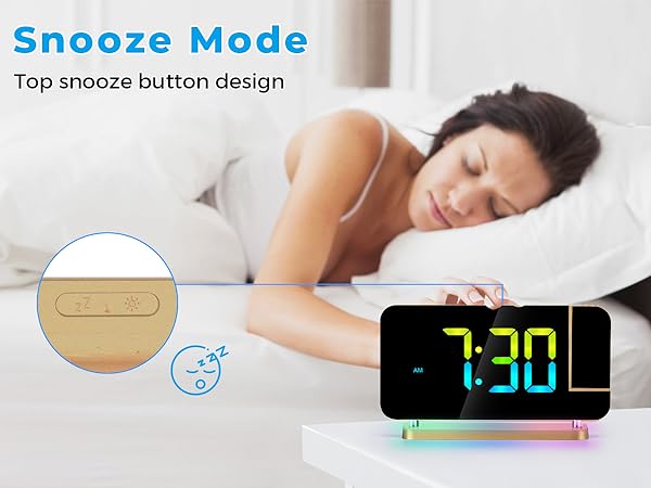 Projection Alarm Clock for Bedroom,7.4" LED Mirror Digital Clock Large Display