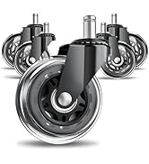 ASHGOOB Office Chair Wheels for Hardwood Floor, 5 Pack 3 Inch Heavy Duty PU Caster Wheels, Replac...