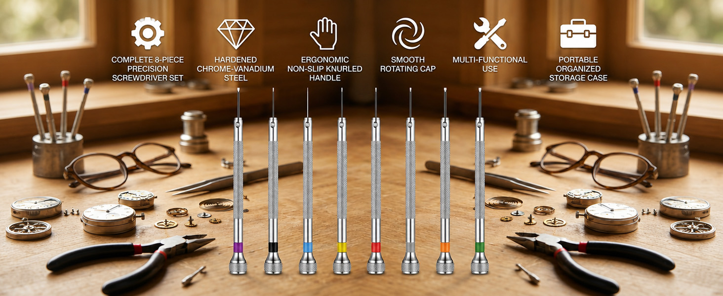 8-Piece Watch Repair Screwdriver Set