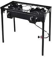 GYMAX Outdoor Stove, 2-Burner High Pressure Propane Gas Camp Stove with Detachable Height Adjusta...