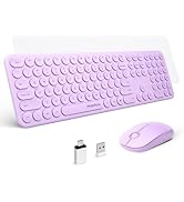 Mobifice Cute Wireless Keyboard and Mouse Combo Slim 2.4GHz USB Cordless Full Size Silent Retro K...