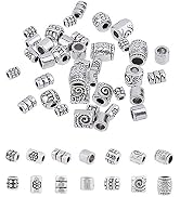 PH PandaHall 260pcs 7 Style Tibetan Spacer Beads Antique Silver Column Alloy Tube Metal Spacers E...