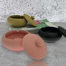 Ceramic Ashtray with Lid Windproof Home Office Kitchen Decoration Anti-Skid