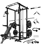 RitFit Multi-Function Squat Rack Power Cage PPC03 with Cable Crossover System, 1000LBS Capacity P...