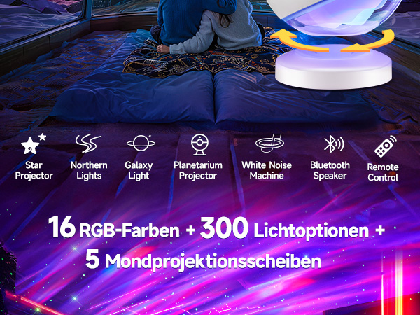 Northern lights projector lights for bedroom is not only project galaxy light, but also moon+star