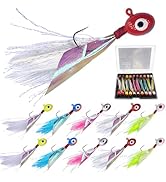 Bombite Crappie Jigs Oval Crappie Jig Heads with Hand-Tied Feather Rainbow Skin,10/20Pcs Crappie ...