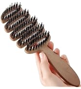 KINTEGOOD Boar Bristle Hair Brush, Volumizing Root Lift Comb for Men and Women, Curved Design wit...