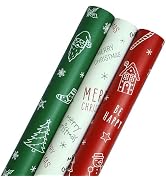 ZDSPIDE Christmas Gift Wrapping Paper Rolls - 3Mini Rolls (16.9" x9.8ft Each) – Holiday Wrapping ...