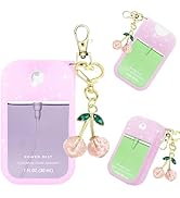 QIOFEARTH Silicone Case Compatible with Touchland Hand Sanitizer Spray Mist 1 ozwith Cherry keychain