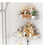 TAILI 2 Pack Powerful Suction Cup Corner Shower Caddy, Stainless Steel Rustproof Shower Shelf wit...