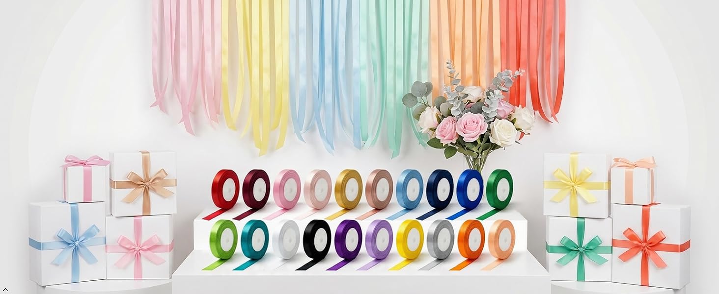 Rainbow Satin Ribbon Assorted