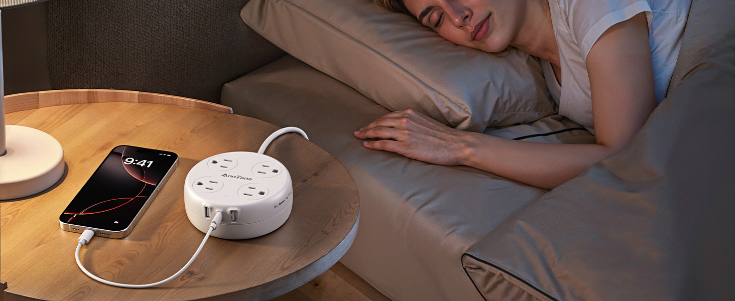 power strip with flat plug