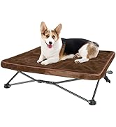 unp Outdoor Lifted Dog Bed - Pop up Dog Cot Bed for Medium Dogs, Washable Plush Cover &amp; Carrying ...