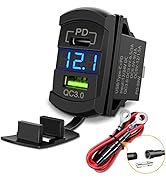 Nilight Rocker Switch Style USB Charger LED Voltmeter Quick Charge 12V PD Type C and USB Car Char...