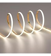 TOPAI 12V Thin 4mm COB LED Strip Light 4000K Natural White 16.4ft(5M) Flexible 3M Adhesive Tape, ...