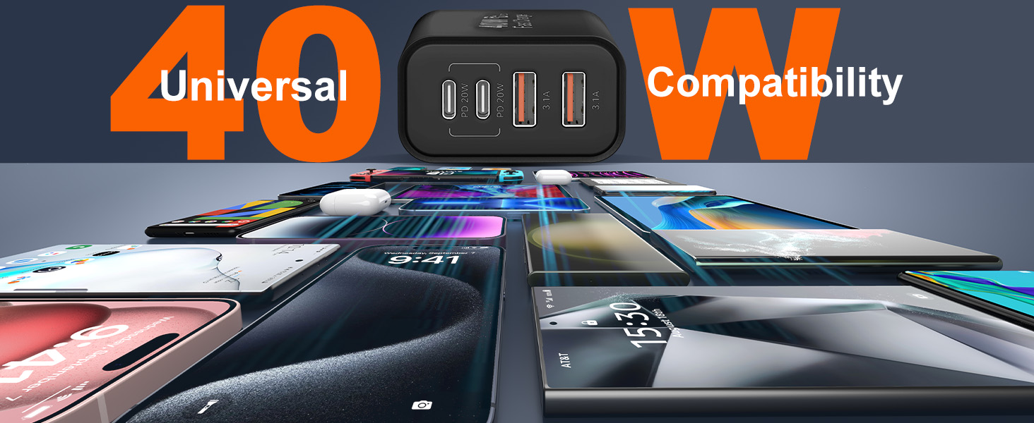 USB C Wall Charger Block, 2Pack 4-Port Type C Charger Fast Charging Block