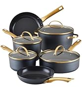 Farberware Forged Induction Ceramic Nonstick Pots and Pans Set with Lids and Kitchen Cooking Tool...