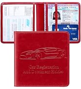 Peisicne Registration and Insurance Card Holder, Vehicle Glove Box Car Organizer with Magnetic Cl...