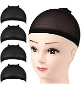 Fandamei Nylon Wig Caps, 4 Pieces Stocking Wig Caps for Women (Black