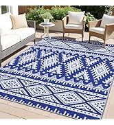 OLANLY Outdoor Rug Waterproof 5x8 ft, Reversible Plastic Straw Rug, Boho Patio Rug, Indoor Outdoo...