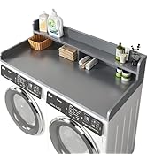 BigPonPon 2-Tier Washer and Dryer Countertop with 2.75" H Guard,54" W x 27.5" D Laundry Counterto...