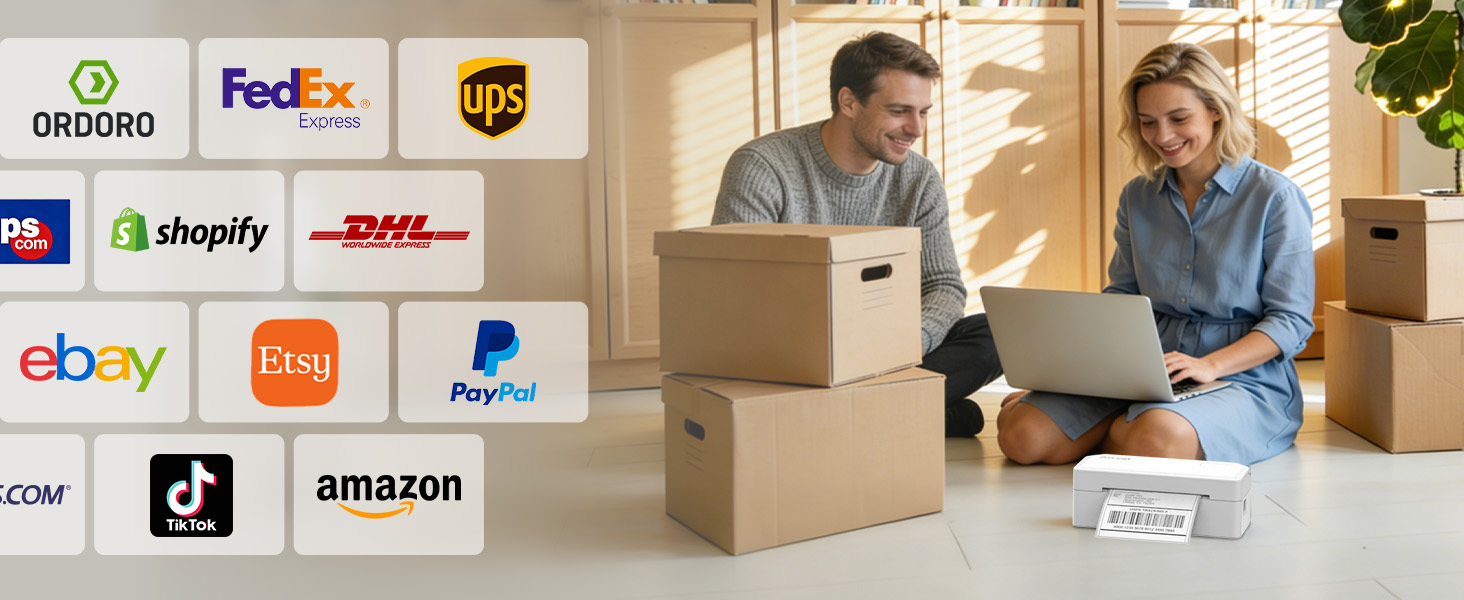 Bluetooth label printer works effortlessly with ,eBay,Shopify,USPS,Etsy,PayPal