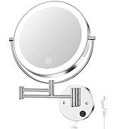 Gospire 9” Wall Mounted Lighted Makeup Vanity Mirror with 3 Color Lights &amp; Stepless Dimming, 1X/1...