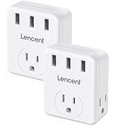 LENCENT Multi Plug Outlet Extender, 2 Pack, 3 Outlets Splitter with 3 USB Ports, Wall Charger, 3 ...
