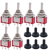 Twidec/6Pcs Mini Momentary Toggle Switch SPDT 3 Position 3 Pins (0N)-Off-(ON) Miniature Toggle Sw...