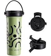 Ratrabas Insulated Water Bottle, 20 oz Tumbler Stainless Steel, 2-in-1 Straw &amp; Sip Lid Travel Wat...