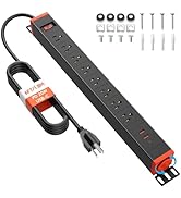 8 Outlet Long Power Strips with USB Ports, Rack Mount Power Strip Heavy Duty 360°Rotating Surge P...