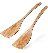 Hefild 2Pcs Curved Wooden Spatula for Cooking, 12.5inch Wood Turner for Frying, Non-Scratch Wood ...