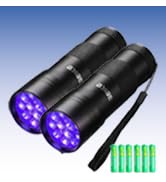 BEIKE UV Blacklight Flashlights, 12 LED 395nm Ultraviolet Blacklight (2 PCS)