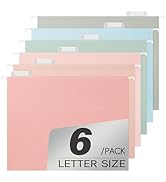 Hanging File Folders Letter Size,Pastel Colors,6 Pack Hanging File Folders with 1/5-Cut Tabs,Heav...