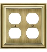 BESTTEN Polished Brass Double Duplex Electrical Receptacle Outlet Cover Plates, 2-Gang Metal Wall...