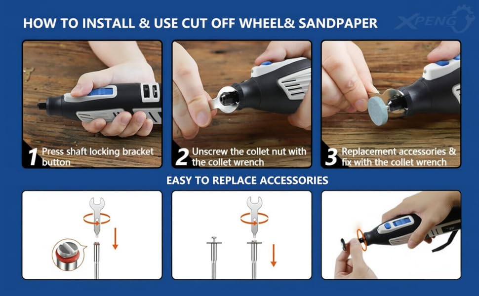 12V Cordless Rotary Tool accessory installation guide
