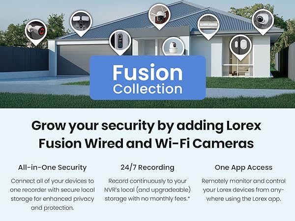 Grow your security by adding Lorex Fusion Wired and Wi-Fi Cameras