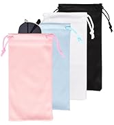 Vemiss 4 Pcs Microfiber Glasses Pouch, Soft Sunglasses Case, Drawstring Storage Bag