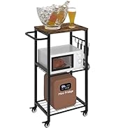 Sungaryard 3-Tier Rolling Kitchen Cart Microwave Stand on Wheel, Movable Coffee Bar Cart with Met...