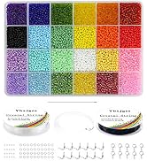 Ybxjges 12000Pcs 3mm Glass Seed Beads 8/0 Small Beads Bracelet Making Kit, Tiny Waist Beads Kit w...